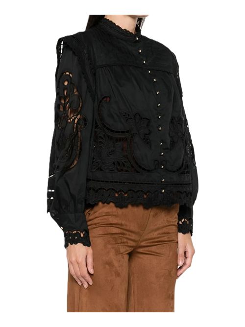 Richelieu Puff Sleeve Organic Cotton Blouse Farm Rio FARM Rio | 351180L0002 BLACK